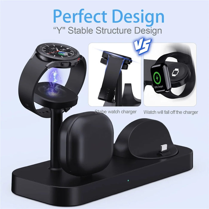 B25 For Samsung Watch Wireless Charger Phone Earphone Direct Charge Stand - White - 3