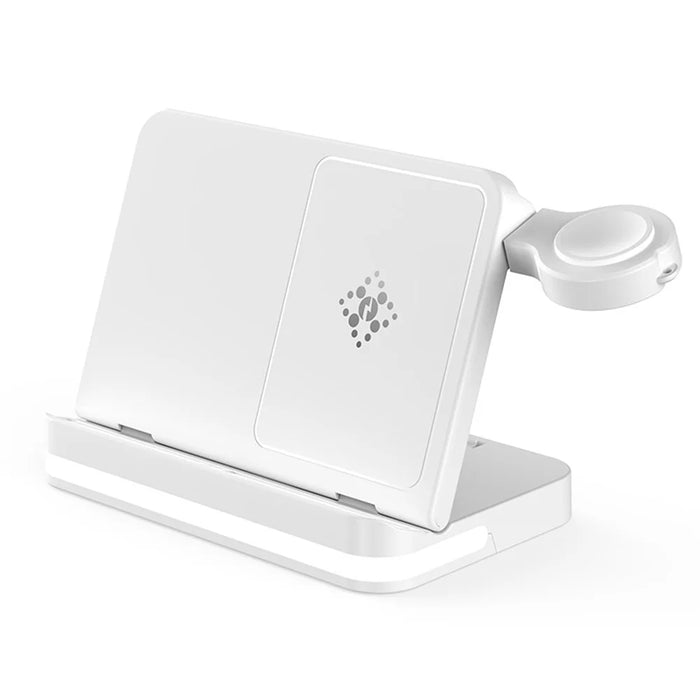 B26 For Apple Watch Wireless Charger Foldable Phone Earphone Watch 3-in-1 Wireless Charging Stand - White - 2