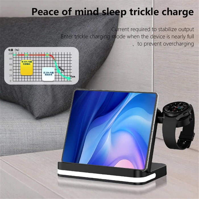 B26 For Apple Watch Wireless Charger Foldable Phone Earphone Watch 3-in-1 Wireless Charging Stand - White - 5