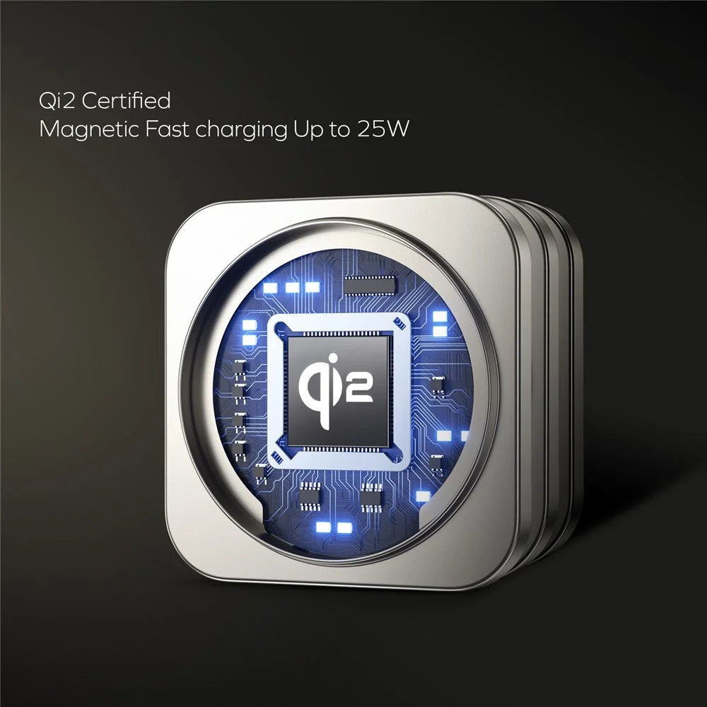 MOMAX Q2.Mag Go Watch / Earphone / Phone 3-in-1 Foldable Charging Stand Magnetic Wireless Charger, Qi2+MFW Certified - Titanium - 7