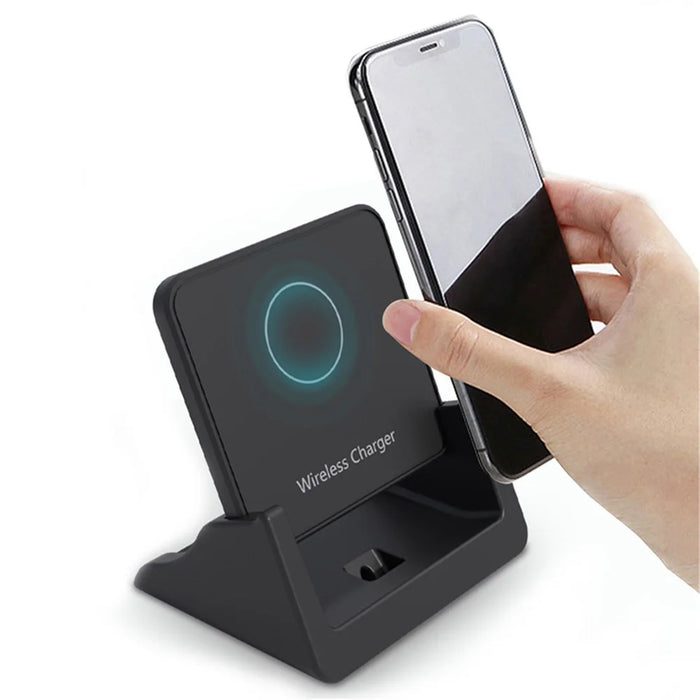 CY-600 15W Fast Charging Dock Vertical Wireless Charger for Apple Xiaomi Samsung (1st Generation) - Black - 1