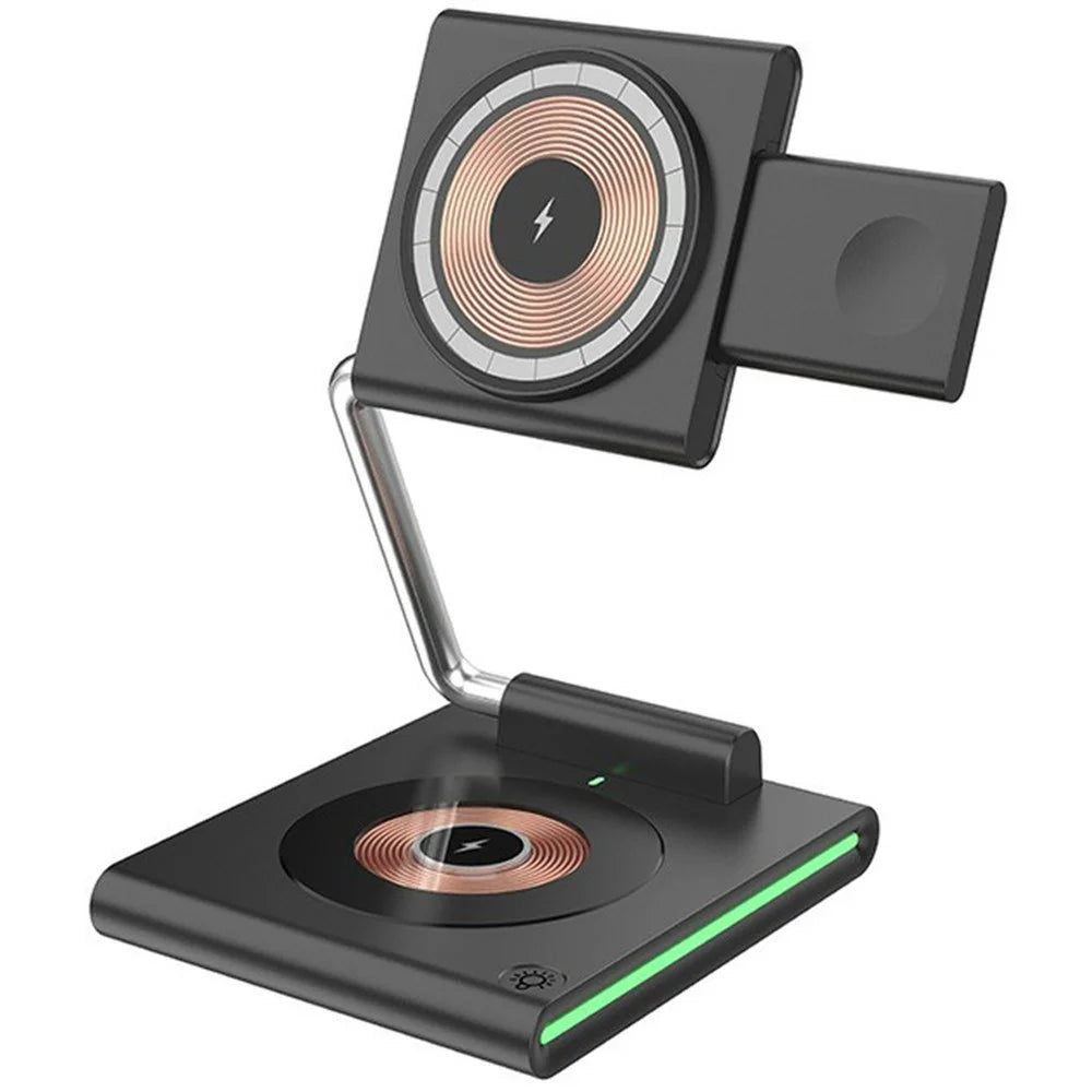 KTM8 For iPhone / iWatch / AirPods 3-in-1 Wireless Charging Stand 15W Magnetic Wireless Charger - 1