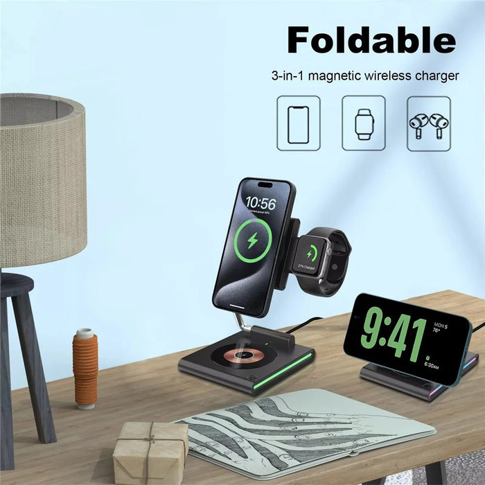 KTM8 For iPhone / iWatch / AirPods 3-in-1 Wireless Charging Stand 15W Magnetic Wireless Charger - 2