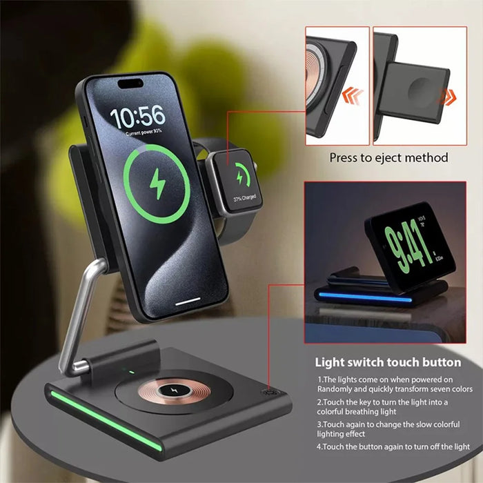 KTM8 For iPhone / iWatch / AirPods 3-in-1 Wireless Charging Stand 15W Magnetic Wireless Charger - 5
