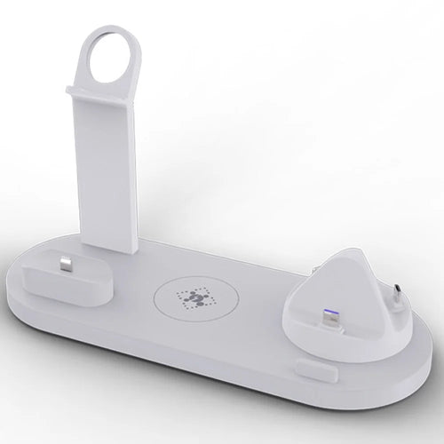 B-07 6-in-1 Desktop Phone Watch Earphone Charging Stand Wireless Charging Dock - White - 1