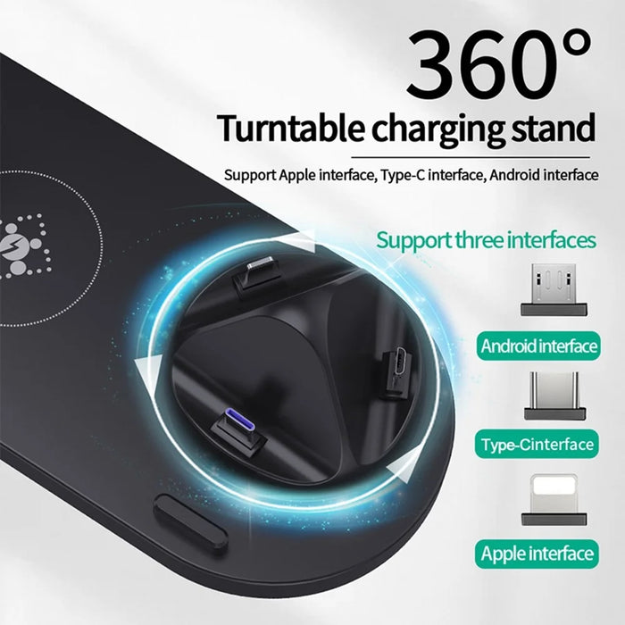 B-07 6-in-1 Desktop Phone Watch Earphone Charging Stand Wireless Charging Dock - White - 3