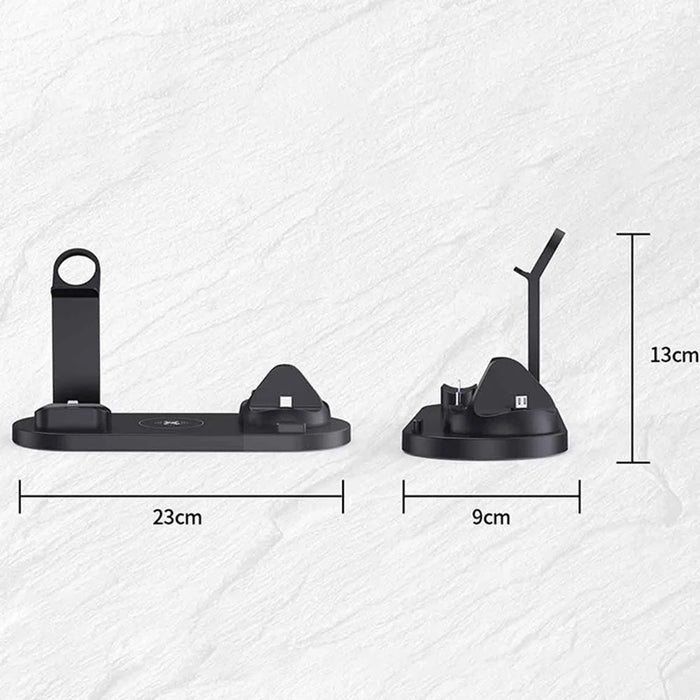 B-07 6-in-1 Desktop Phone Watch Earphone Charging Stand Wireless Charging Dock - White - 7