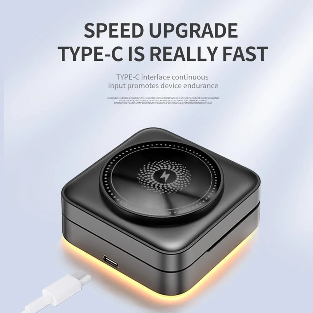 LHT-69 Phone Watch Earphone 3-in-1 Desktop Charging Stand Foldable Magnetic Wireless Charger - Black - 3