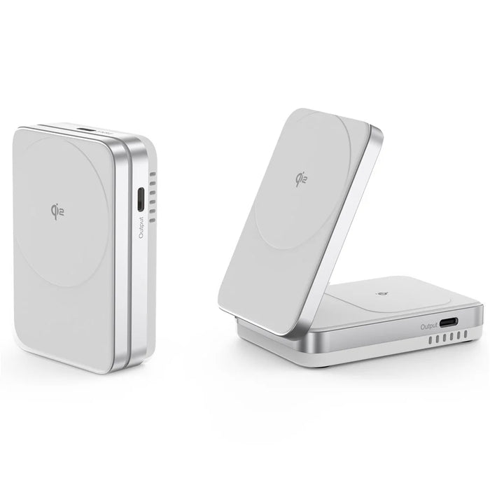 YF-M29 Qi2 Certified 2-in-1 15W Magnetic Wireless Charger with Aluminum Alloy Frame for Earbuds  /  iPhone - White - 4