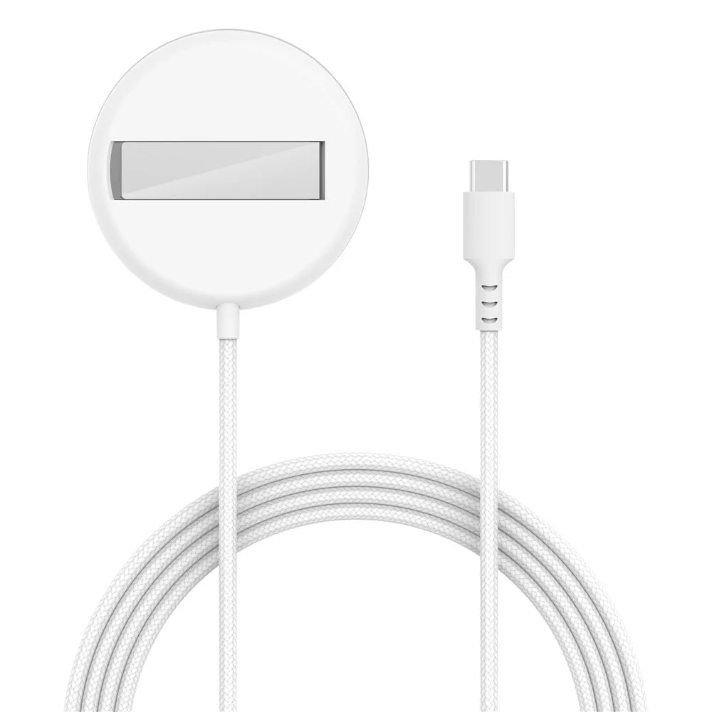 YF-M3C For iPhone 12-16 Series Qi2 15W Magnetic Wireless Charger Aluminum Alloy Charging Pad with Bracket - White - 1