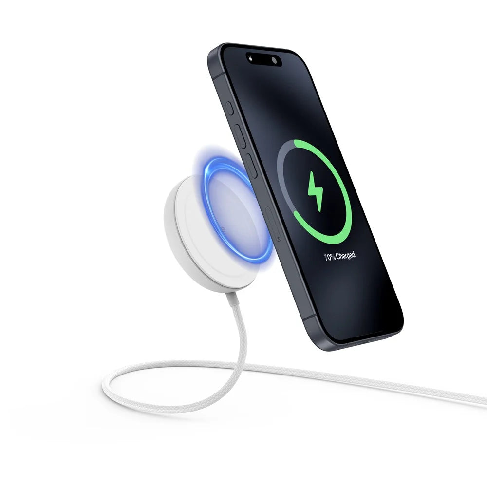 YF-M3C For iPhone 12-16 Series Qi2 15W Magnetic Wireless Charger Aluminum Alloy Charging Pad with Bracket - White - 3