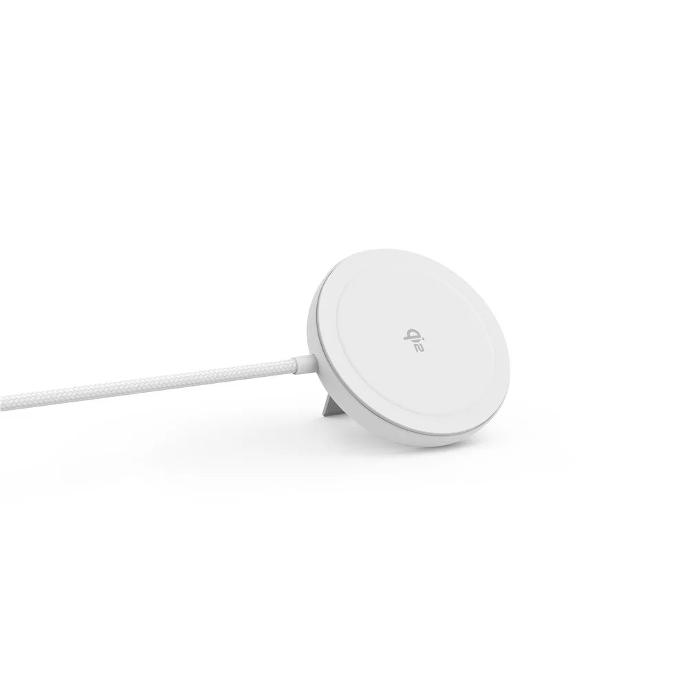 YF-M3C For iPhone 12-16 Series Qi2 15W Magnetic Wireless Charger Aluminum Alloy Charging Pad with Bracket - White - 4