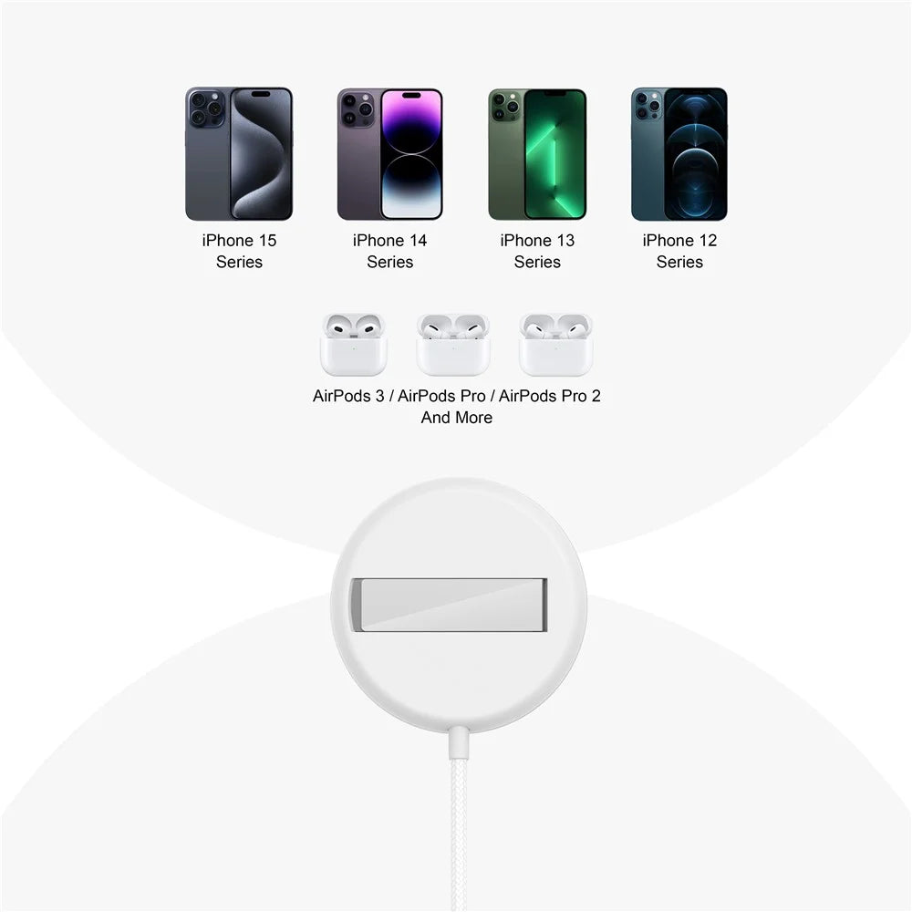 YF-M3C For iPhone 12-16 Series Qi2 15W Magnetic Wireless Charger Aluminum Alloy Charging Pad with Bracket - White - 6