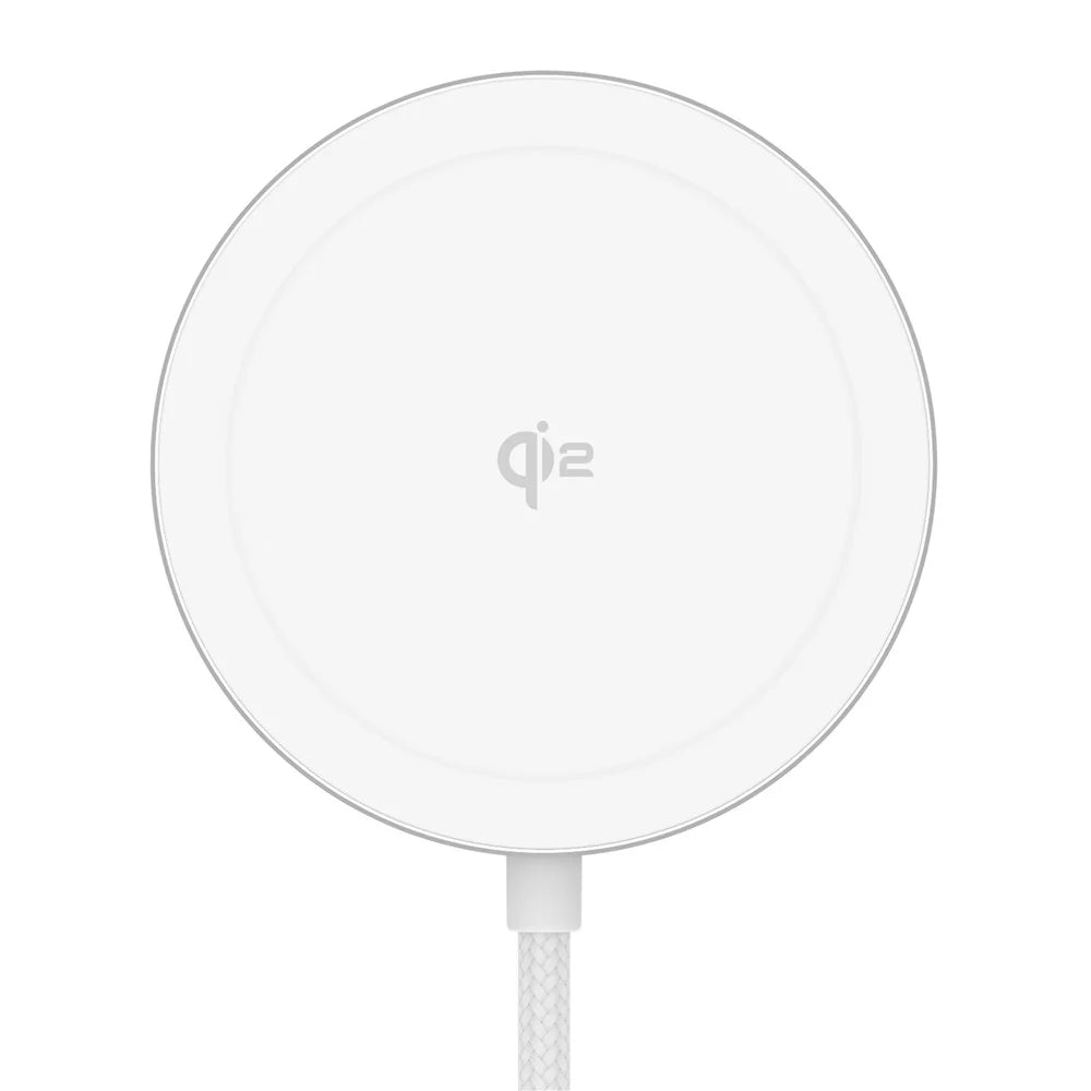 YF-M5C Qi2 Magnetic Wireless Charger Aluminum Alloy 15W Fast Charging Pad with 1.5m Type-C Cable for iPhone / AirPods - White - 2