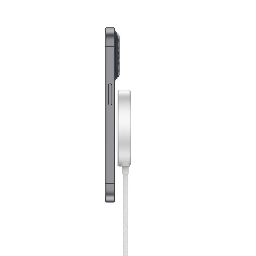 YF-M5C Qi2 Magnetic Wireless Charger Aluminum Alloy 15W Fast Charging Pad with 1.5m Type-C Cable for iPhone / AirPods - White - 4