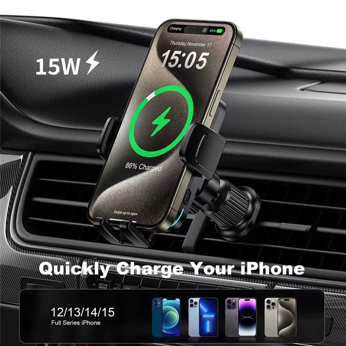 WIWU CH-321 Car Air Vent Phone Bracket 15W Wireless Charger Auto Clamping Phone Holder - 3