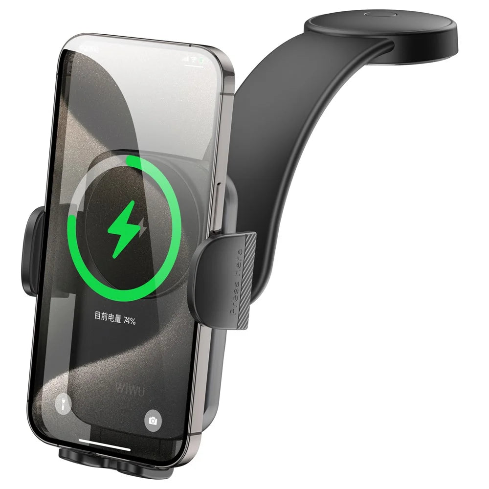 WIWU CH-322 Car Bracket 15W Wireless Charger Auto Clamping Phone Holder - 1
