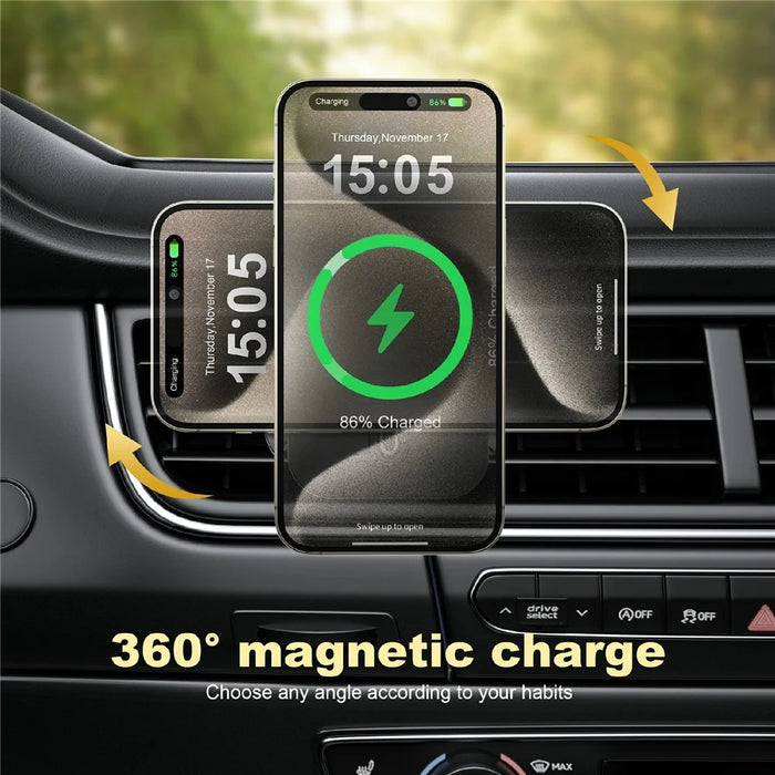 WIWU CH-323 Qi2 MAGO Wireless Car Mount Charger Vehicle Air Vent Phone Holder - 4