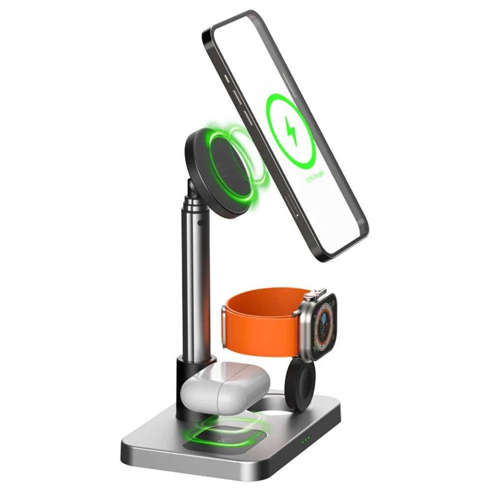 S6 Phone Watch Earphone 3-in-1 Charging Stand Foldable Desktop Magnetic Wireless Charger - 3