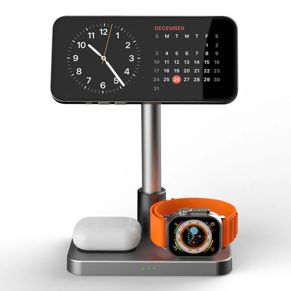 S6 Phone Watch Earphone 3-in-1 Charging Stand Foldable Desktop Magnetic Wireless Charger - 4