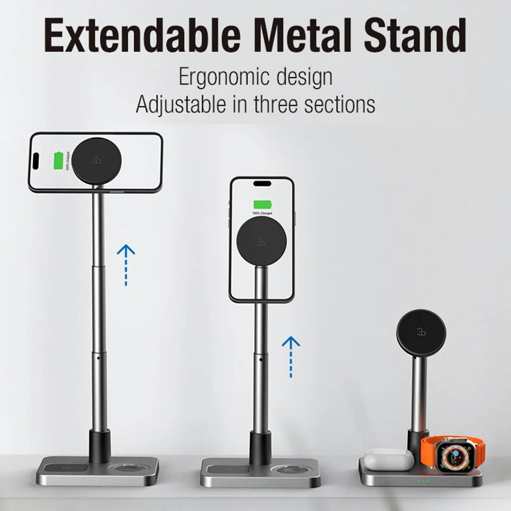 S6 Phone Watch Earphone 3-in-1 Charging Stand Foldable Desktop Magnetic Wireless Charger - 6