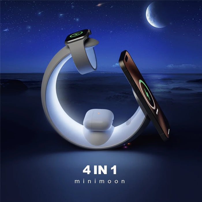 T9 For Samsung Watch / Airpods / Phone Magnetic Charging Stand 15W Wireless Charger Night Light - 6