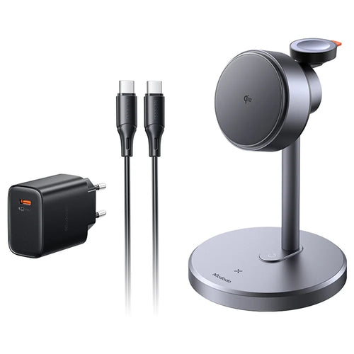 MCDODO CH-2462 MagQ Qi2 Wireless Charger with EU Plug Adapter, 3-in-1 Charging Station Stand - Black - 1