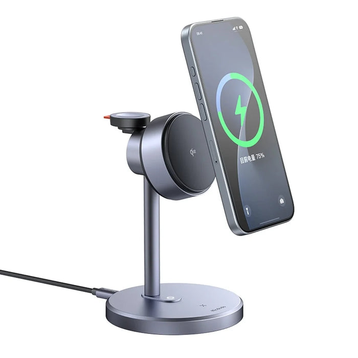 MCDODO CH-2461 MagQ Qi2 Wireless Charger with UK Plug Adapter, 3-in-1 Charging Station Stand - Black - 2