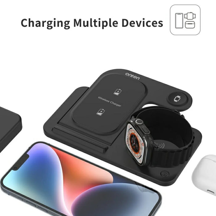ONTEN CW11 3-in-1 Foldable Wireless Charger Fast Charging Dock for Phone TWS Earbuds Smart Watch - 4