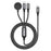 AWEI W23 1.2m Type-C to Type-C + iP + Wireless Charger for Apple Watch 3-in-1 Charging Cable - Black - 1