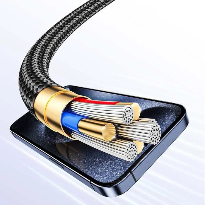 AWEI W23 1.2m Type-C to Type-C + iP + Wireless Charger for Apple Watch 3-in-1 Charging Cable - Black - 5