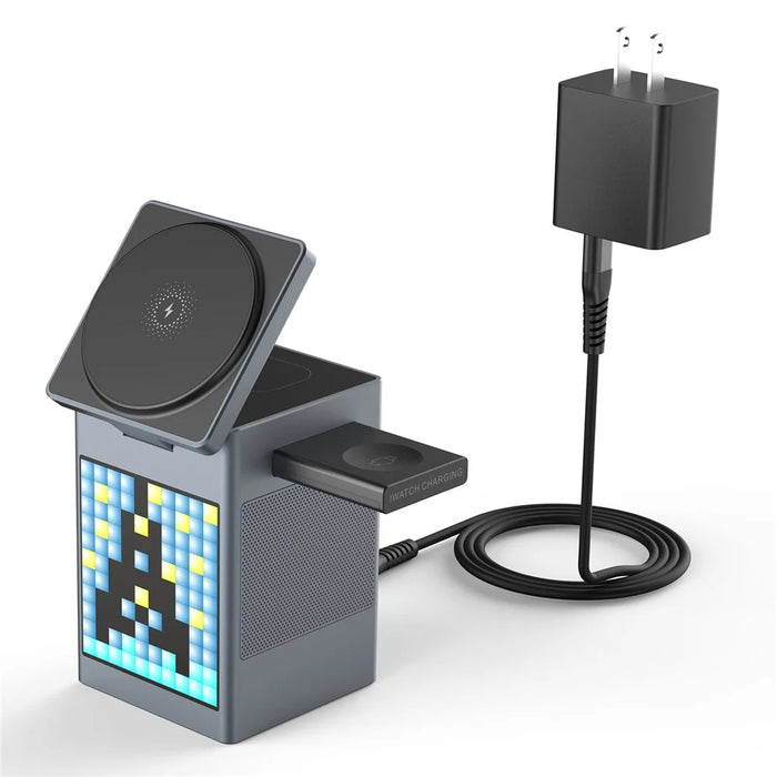 S5 15W 6-in-1 Magnetic Wireless Charger with Bluetooth-compatible Speaker, Folding Fast Charging Dock - Black - 4