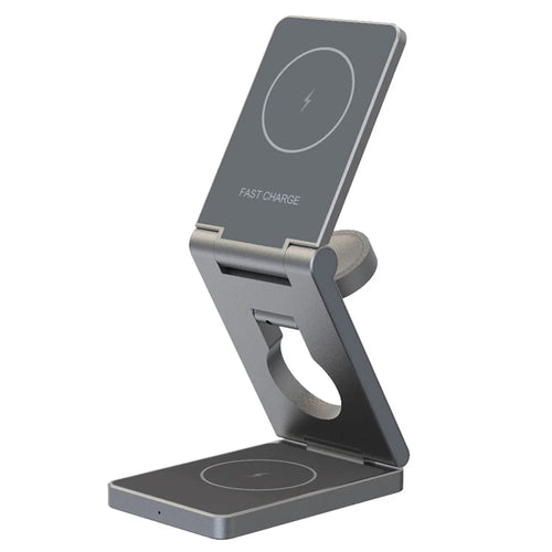YT10 3-in-1 Foldable Phone Watch Earphone Aluminum Alloy 15W Magnetic Wireless Charger - 1