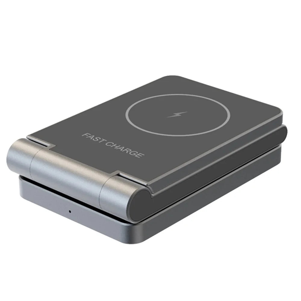 YT10 3-in-1 Foldable Phone Watch Earphone Aluminum Alloy 15W Magnetic Wireless Charger - 3