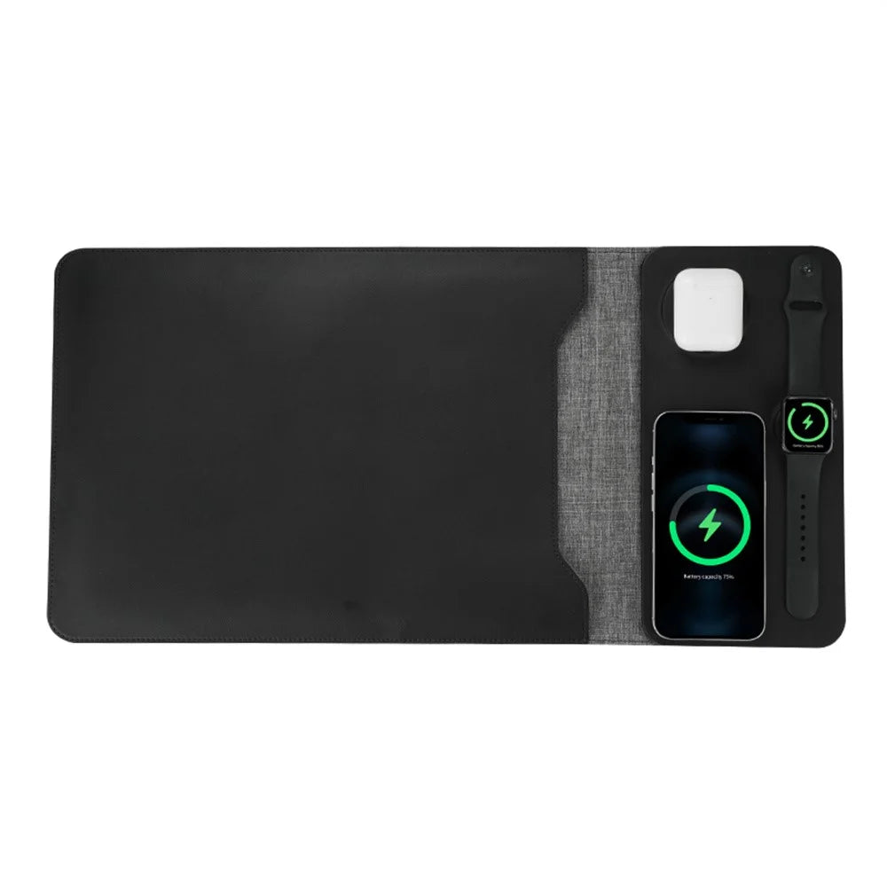 FLD-F8 5-in-1 Notebook Bag Tablet Laptop Sleeve Bag Mouse Pad Wireless Charger - Black - 1