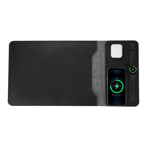 FLD-F8 5-in-1 Notebook Bag Tablet Laptop Sleeve Bag Mouse Pad Wireless Charger - Black - 1