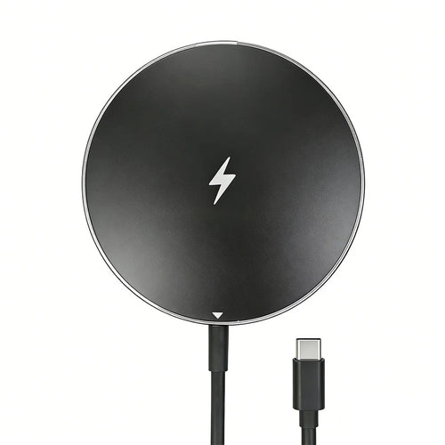 C12 Type-C Cable Round Magnetic Wireless Charger Phone Charging Pad - Black - 1