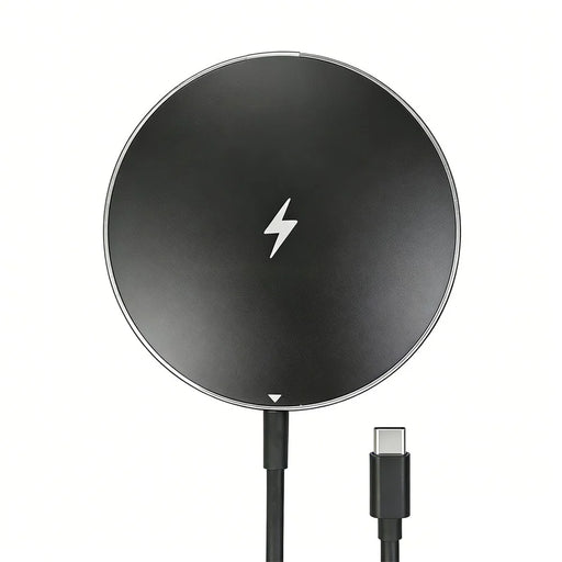 C12 Type-C Cable Round Magnetic Wireless Charger Phone Charging Pad - Black - 1