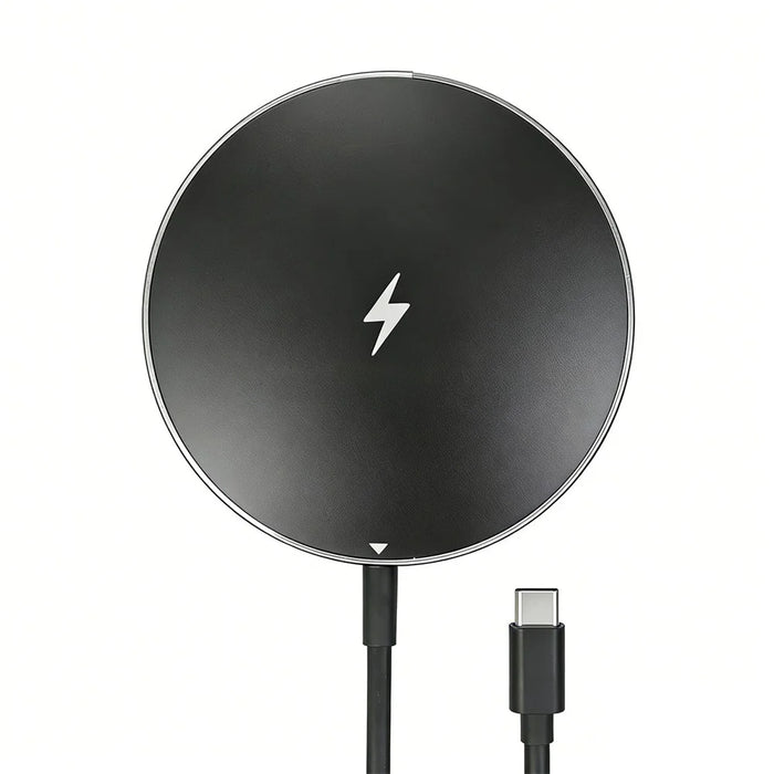 C12 Type-C Cable Round Magnetic Wireless Charger Phone Charging Pad - Black - 1
