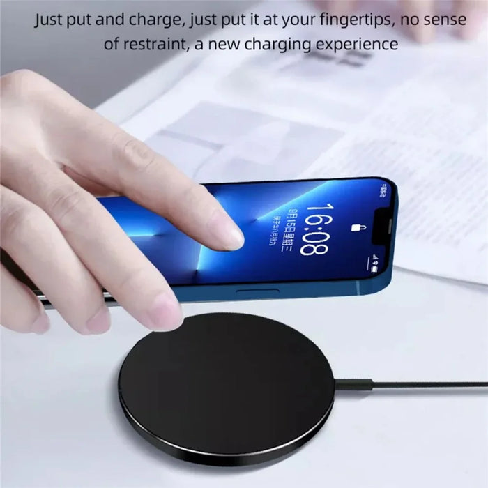 C12 Type-C Cable Round Magnetic Wireless Charger Phone Charging Pad - Black - 3