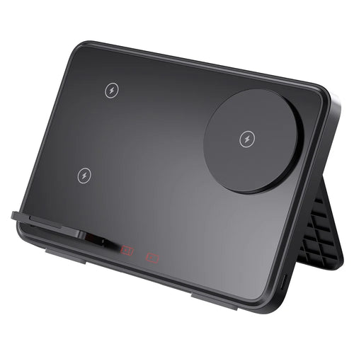 C30 15W Dual Ring Foldable 3 in 1 Wireless Charger Watch Earphone Phone Magnetic Wireless Charger - Black - 1