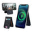 FLD-F5 3-in-1 Magnetic Wireless Charger Foldable Card Bag Mobile Phone Holder - Black - 1