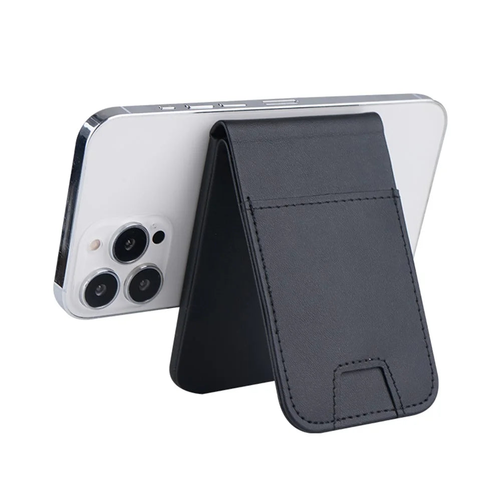 FLD-F5 3-in-1 Magnetic Wireless Charger Foldable Card Bag Mobile Phone Holder - Black - 4