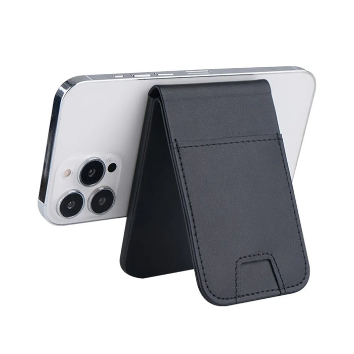 FLD-F5 3-in-1 Magnetic Wireless Charger Foldable Card Bag Mobile Phone Holder - Black - 4