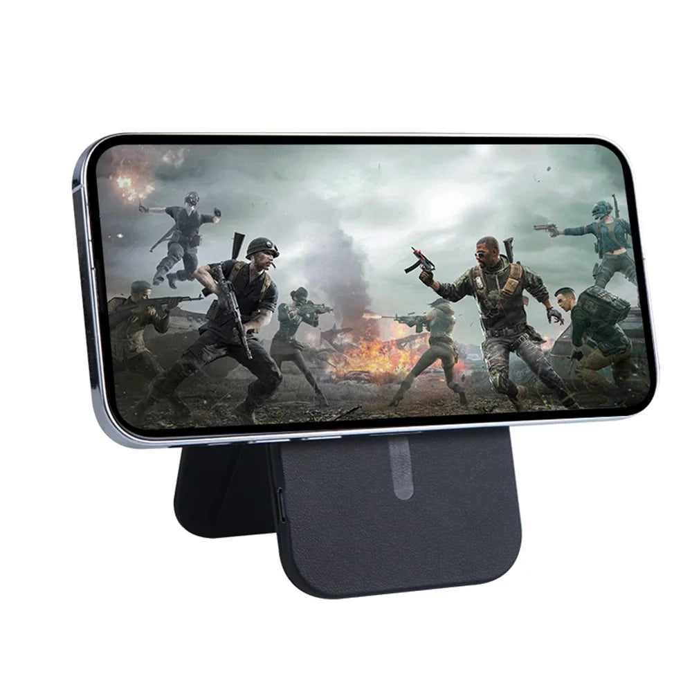 FLD-F5 3-in-1 Magnetic Wireless Charger Foldable Card Bag Mobile Phone Holder - Black - 5