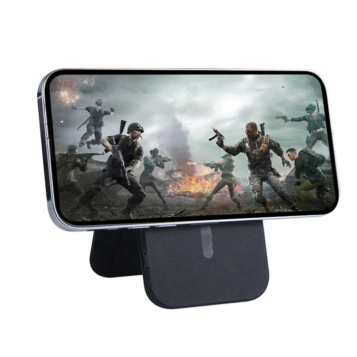 FLD-F5 3-in-1 Magnetic Wireless Charger Foldable Card Bag Mobile Phone Holder - Black - 5