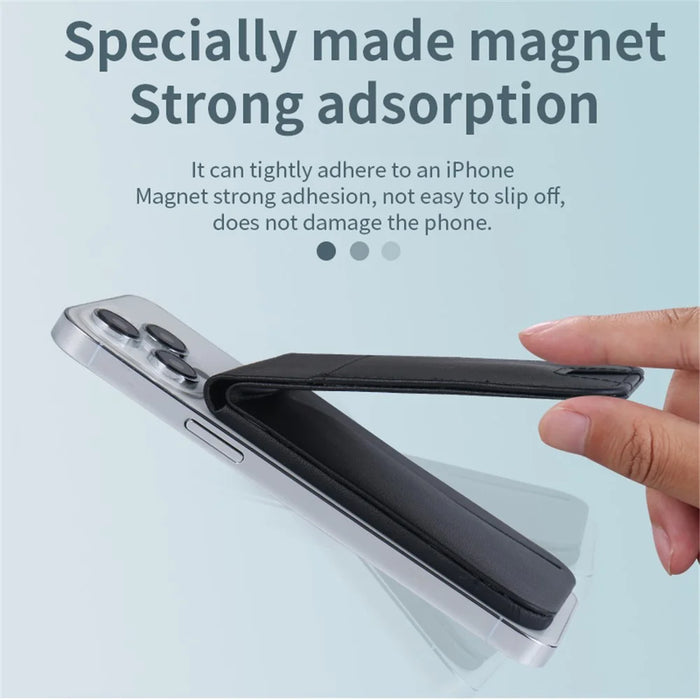 FLD-F5 3-in-1 Magnetic Wireless Charger Foldable Card Bag Mobile Phone Holder - Black - 7