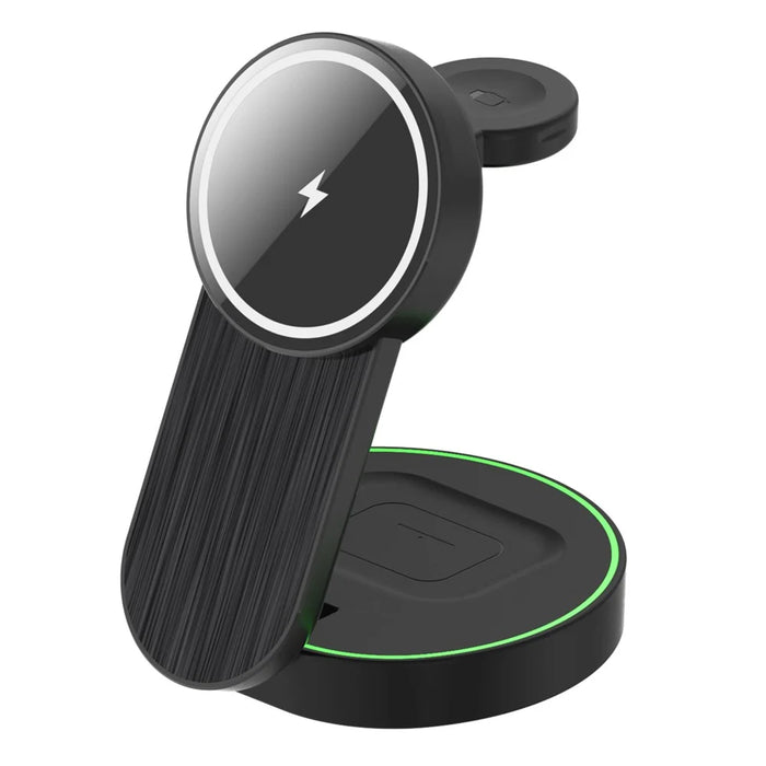 L9 15W Magnetic Wireless Charger Folding Charging Station for Apple Devices - Black - 2