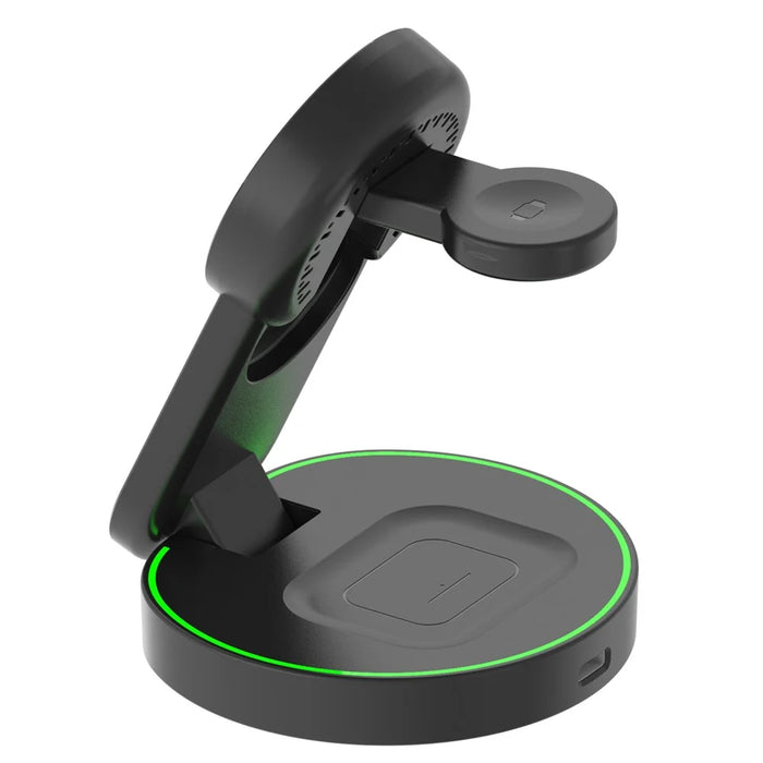 L9 15W Magnetic Wireless Charger Folding Charging Station for Apple Devices - Black - 5