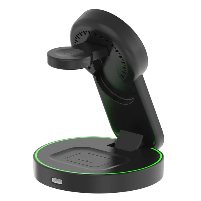 L9 15W Magnetic Wireless Charger Folding Charging Station for Apple Devices - Black - 6